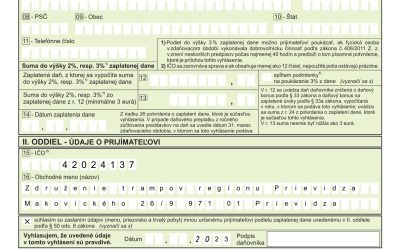 2 % z daní pre ZTR-P.  Vyplnené tlačivá treba odniesť kamarátovi Drobcovi.