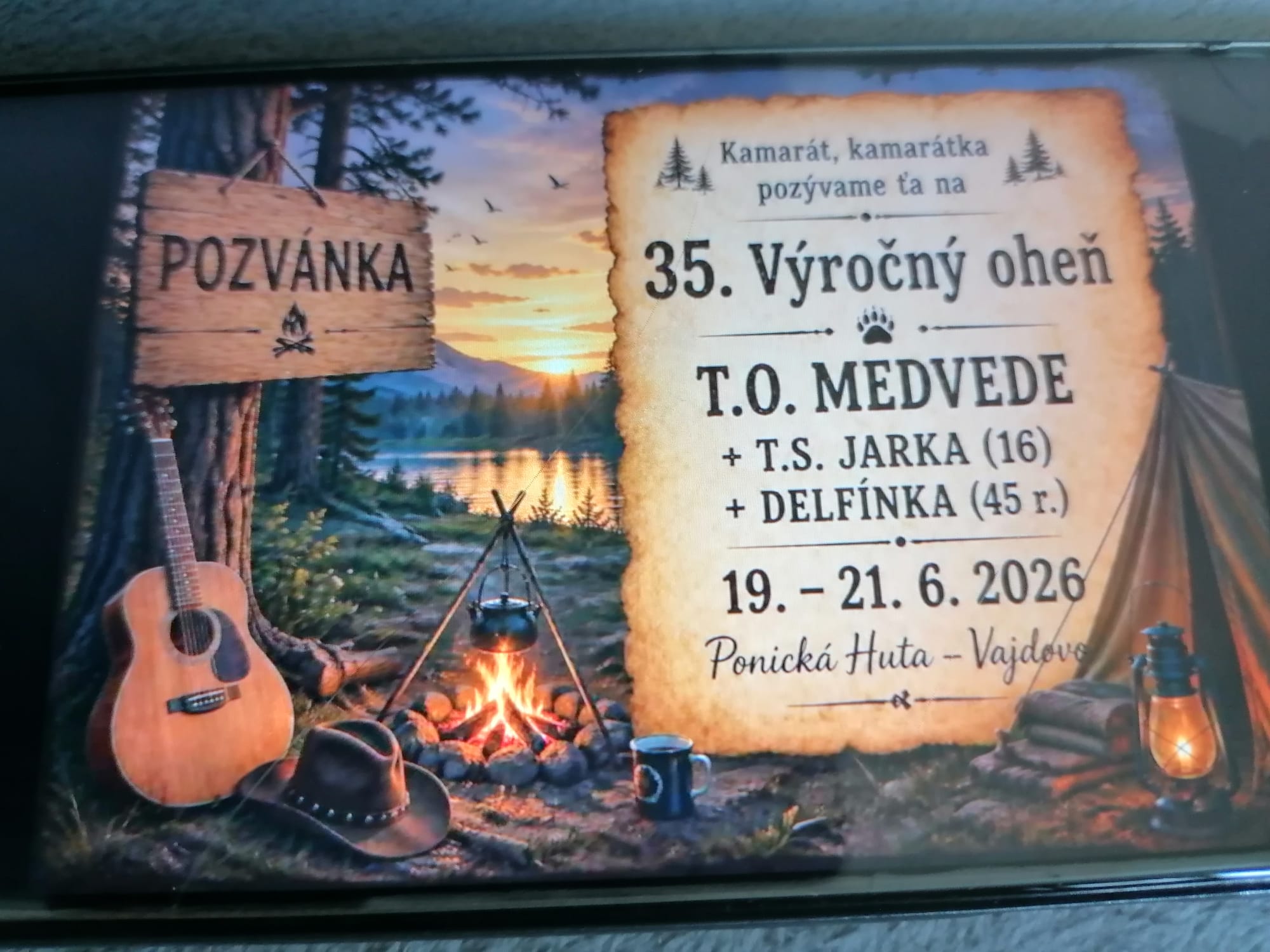 35.Výročný oheň T.O. Medvede, T.S. Jarka – 16., Delfínka 45r. 19. – 21. 06. 2026 Ponická Huta – Vajdovo